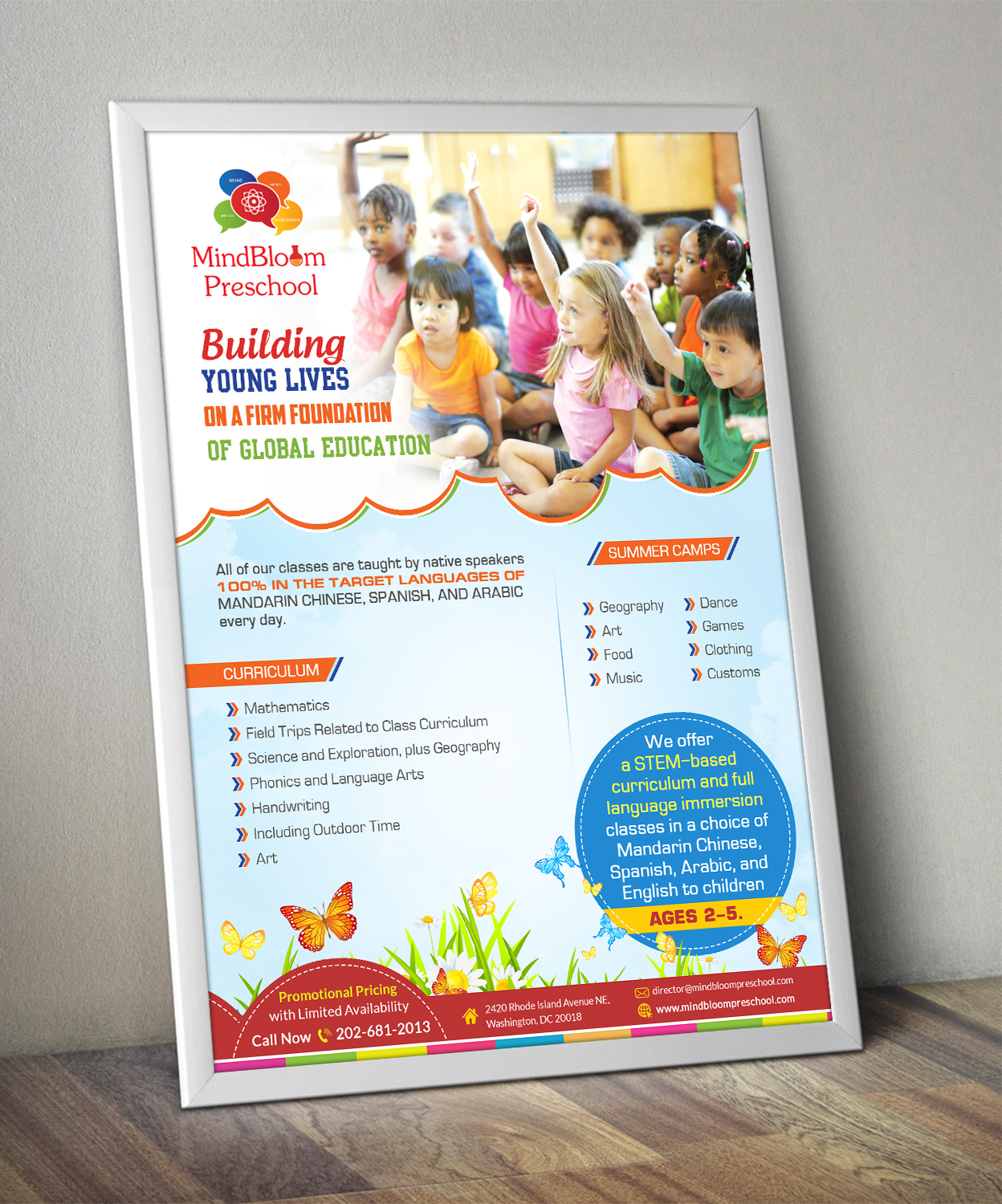 Flyer Design by debdesign for MIndBloom Preschool | Design #16340071
