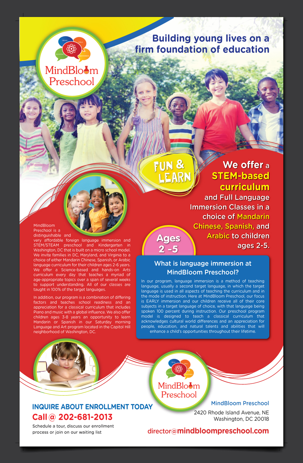 Flyer Design by meet007 for MIndBloom Preschool | Design #16148533
