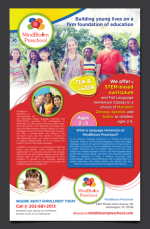Flyer Design by meet007 for MIndBloom Preschool | Design: #16148533