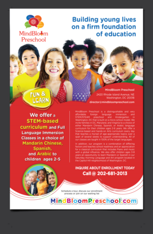 Flyer Design by meet007 for MIndBloom Preschool | Design: #16149316
