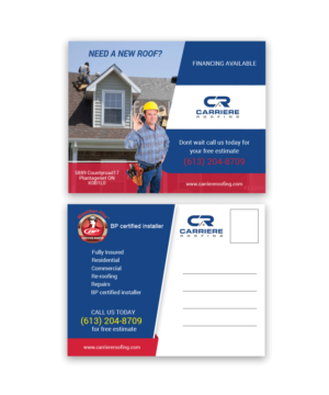 Postcard Design by girodesign for Carriere Roofing | Design #16325357