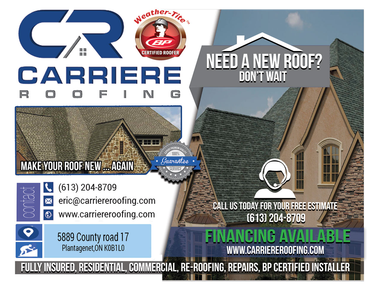 Postcard Design by Dave Armstrong for Carriere Roofing | Design #16254373