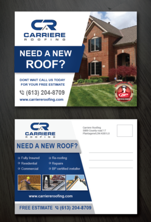 Postcard Design by alex989 for Carriere Roofing | Design: #16264095