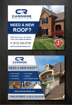 Postcard Design by alex989 for Carriere Roofing | Design: #16325158