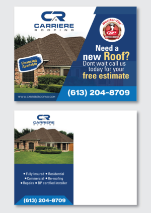 Postcard Design by Impressive Sol for Carriere Roofing | Design #16277235