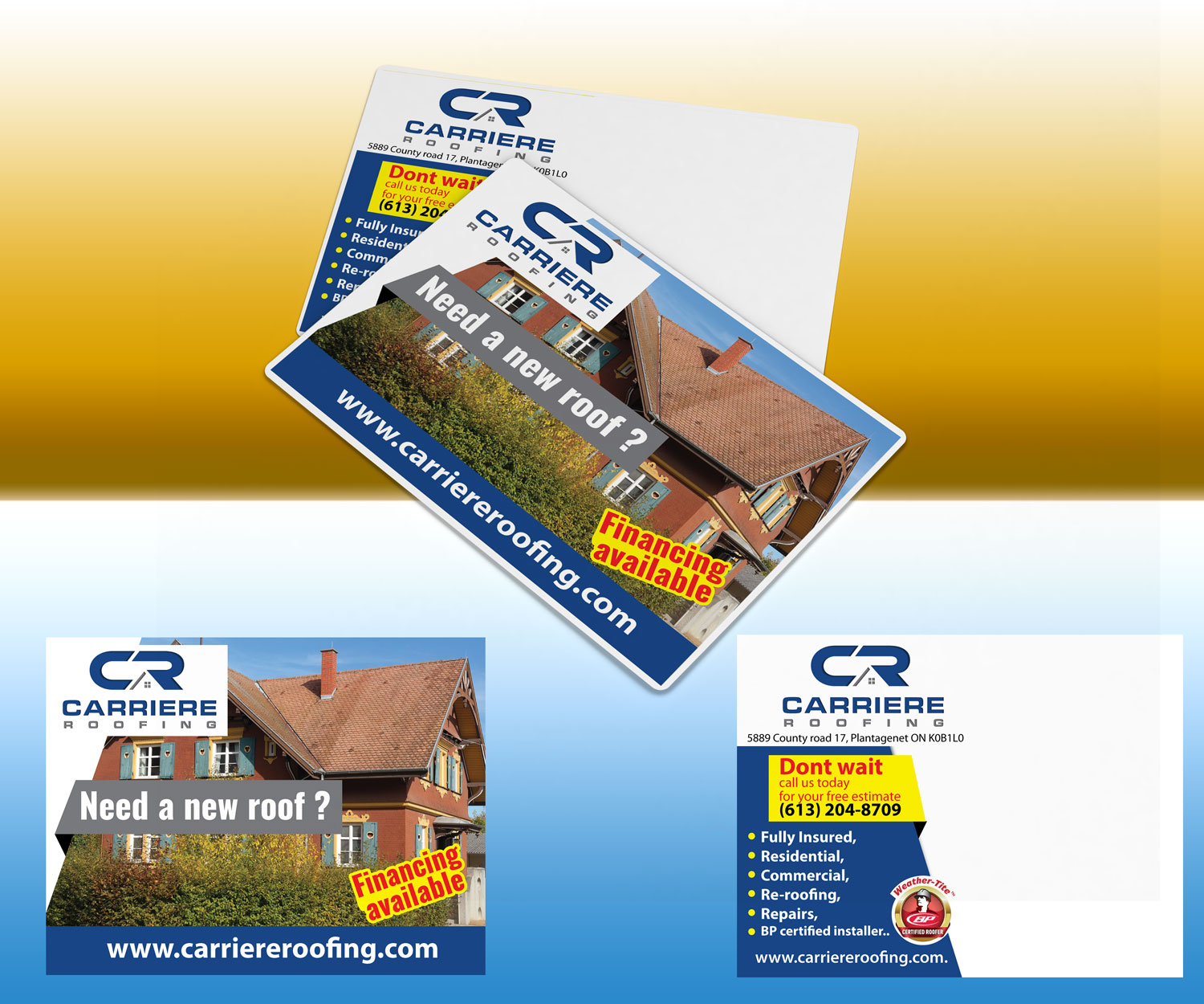 Diseño de Postal por Impressive Sol para Carriere Roofing | Diseño #16320042