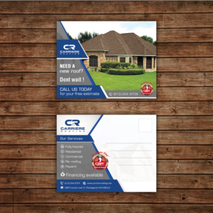 Postcard Design by debdesign for Carriere Roofing | Design: #16327482