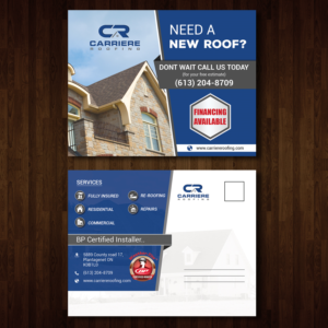 Postcard Design by creative.bugs for Carriere Roofing | Design: #16328570