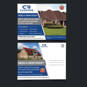 Diseño de Postal por aspiremedia para Carriere Roofing | Diseño: #16284908
