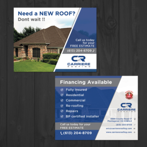 Diseño de Postal por aspiremedia para Carriere Roofing | Diseño: #16323500