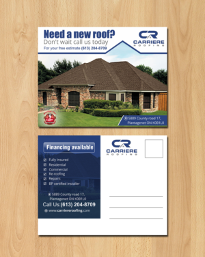Postcard Design by ecorokerz for Carriere Roofing | Design #16292327