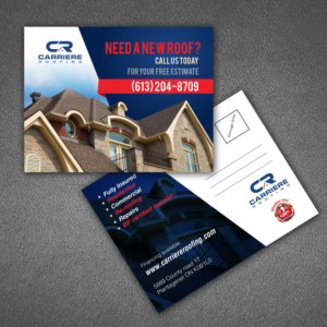 Postcard design  for Carriere Roofing