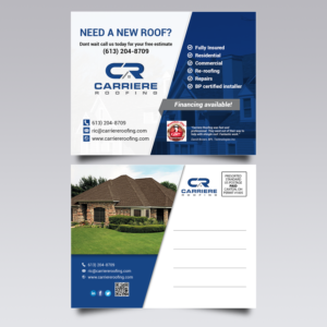 Postcard Design by VEGA-Designs for Carriere Roofing | Design #16283087