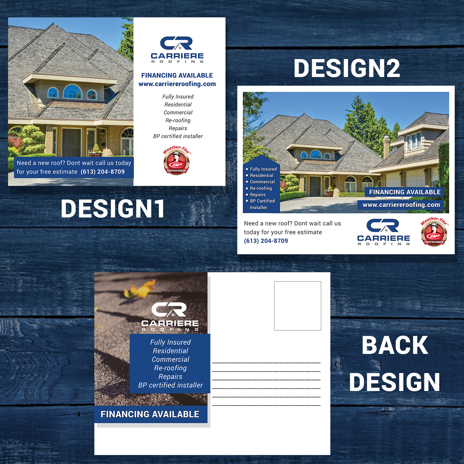 Postcard Design by Jude Concepcion for Carriere Roofing | Design #16250148