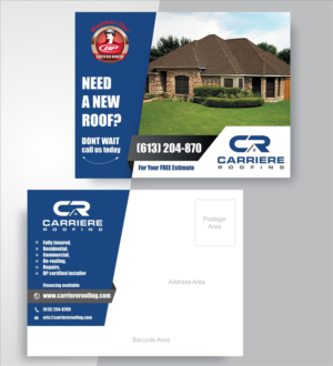 Diseño de Postal por vcreatived para Carriere Roofing | Diseño: #16264287