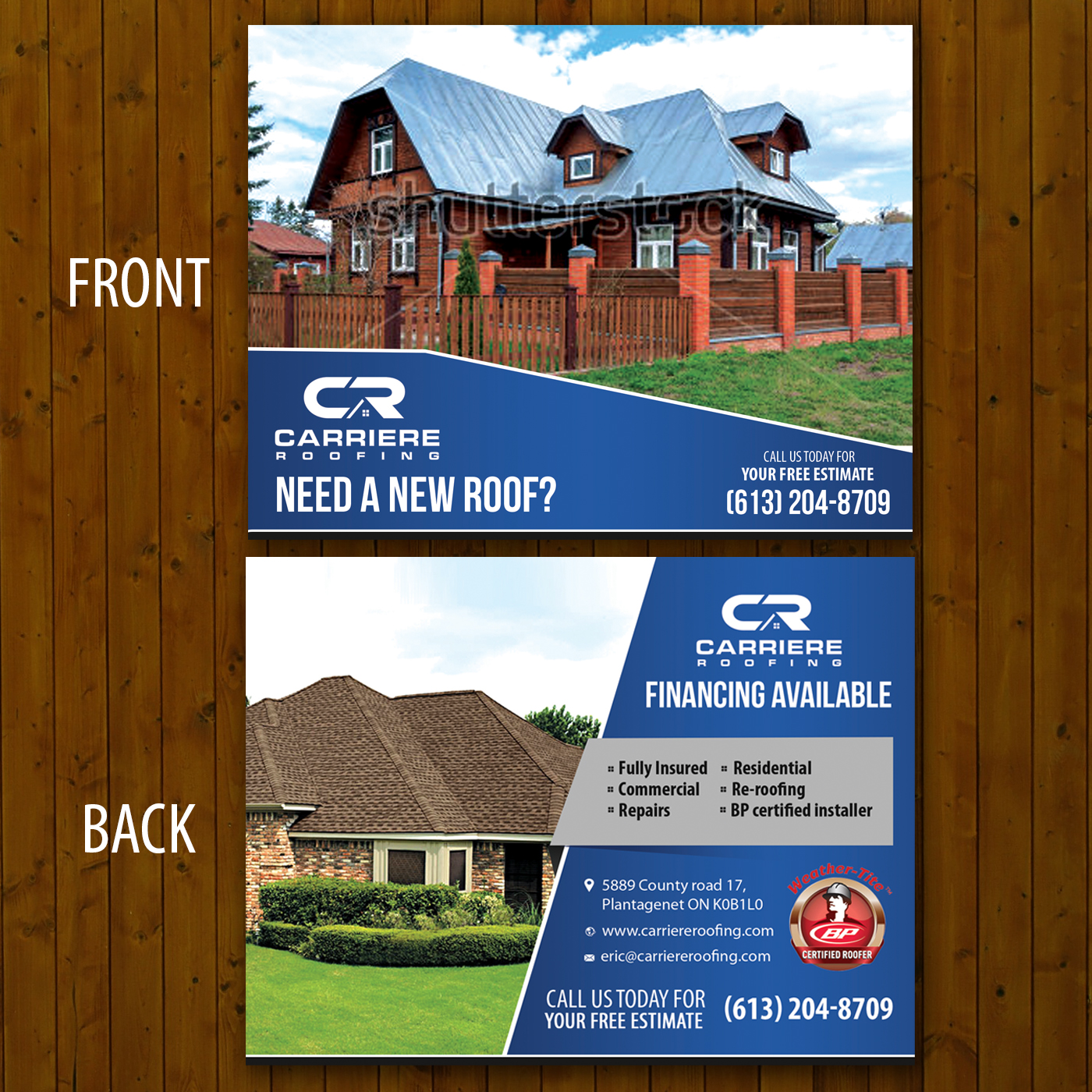 Diseño de Postal por Schöpfer para Carriere Roofing | Diseño #16288703