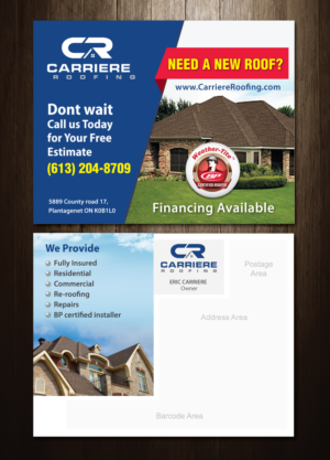 Diseño de Postal por meet007 para Carriere Roofing | Diseño: #16341831