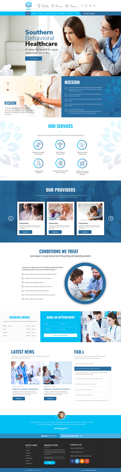 Web Design by Impressive Sol for Southern Behavioral Healthcare | Design #16183422