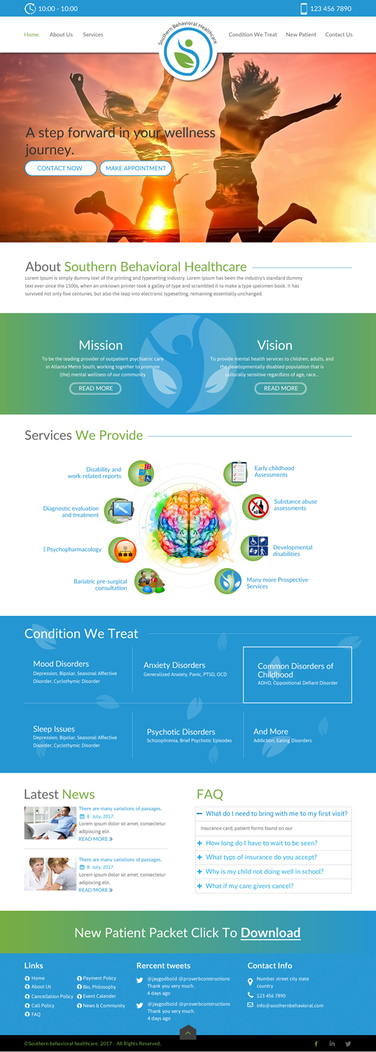 Web Design by rightway for Southern Behavioral Healthcare | Design #16153454
