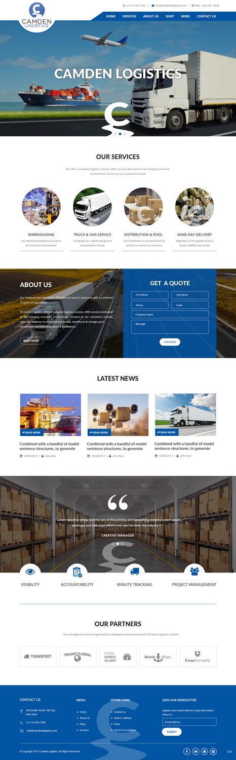 Web Design par pb pour Camden Logistics | Design #16178808