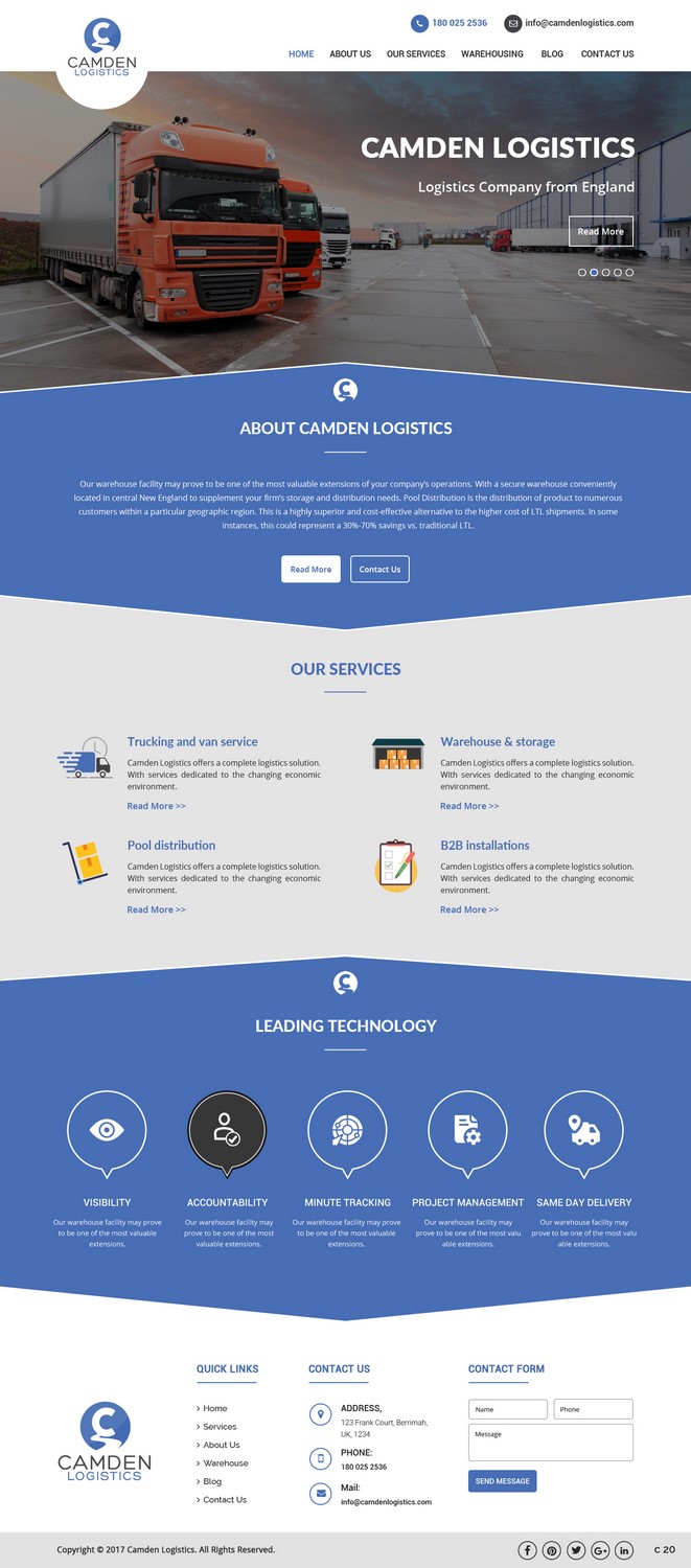 Web Design by pb for Camden Logistics | Design #16178814