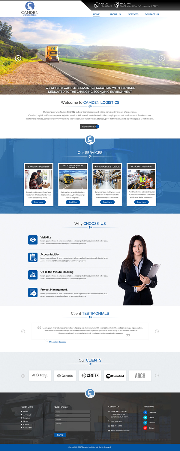Web Design by Sbss for Camden Logistics | Design #16174212
