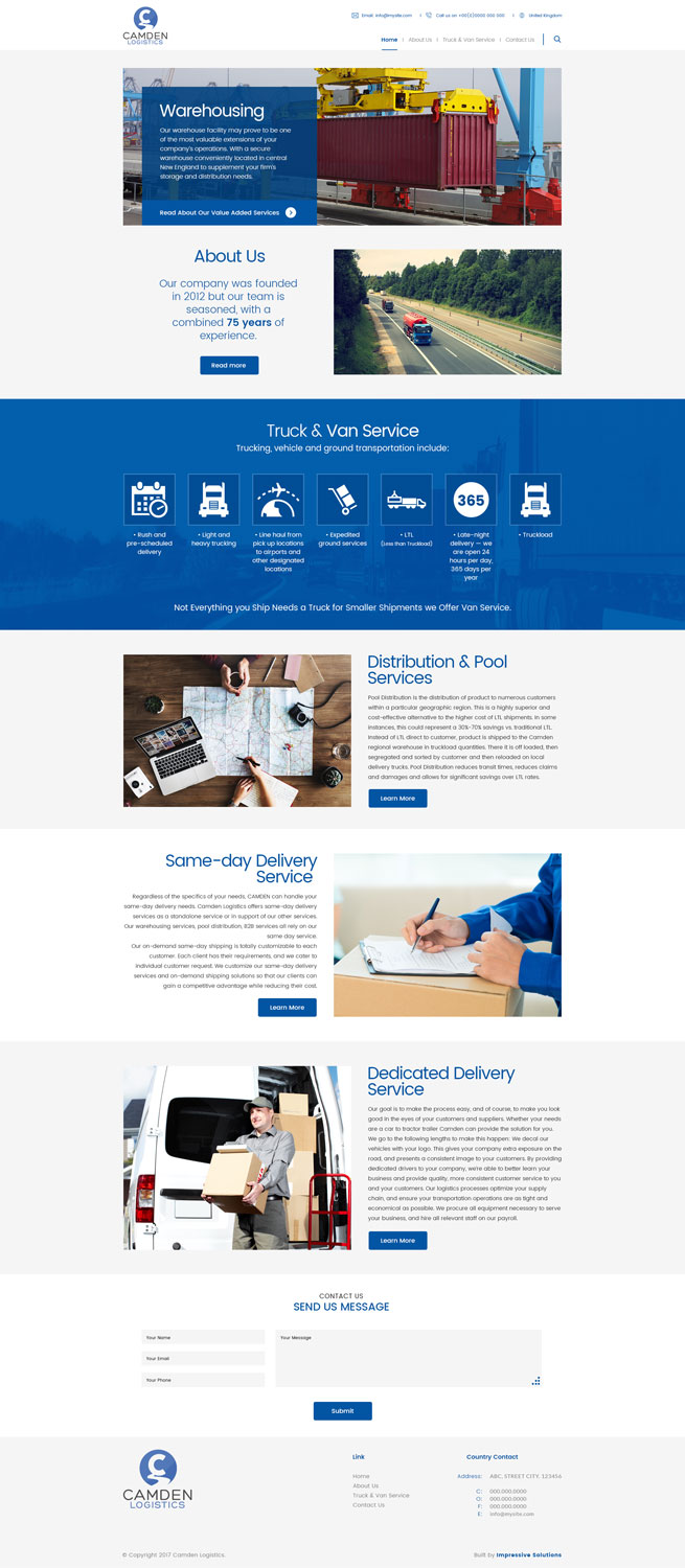 Web-Design von Impressive Sol für Camden Logistics | Design #16183156