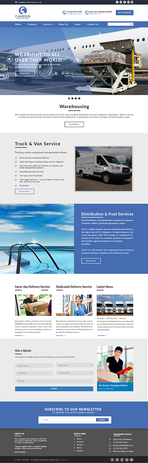 Web Design by bdesigner9 for Camden Logistics | Design #16175329