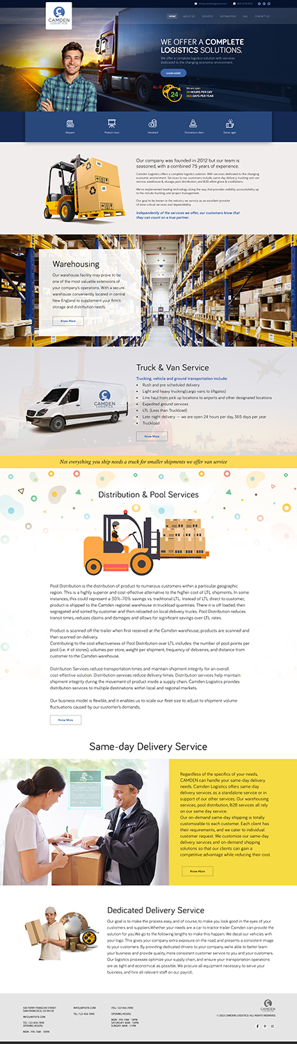 Web Design par Awesome_Designs pour Camden Logistics | Design #16178686