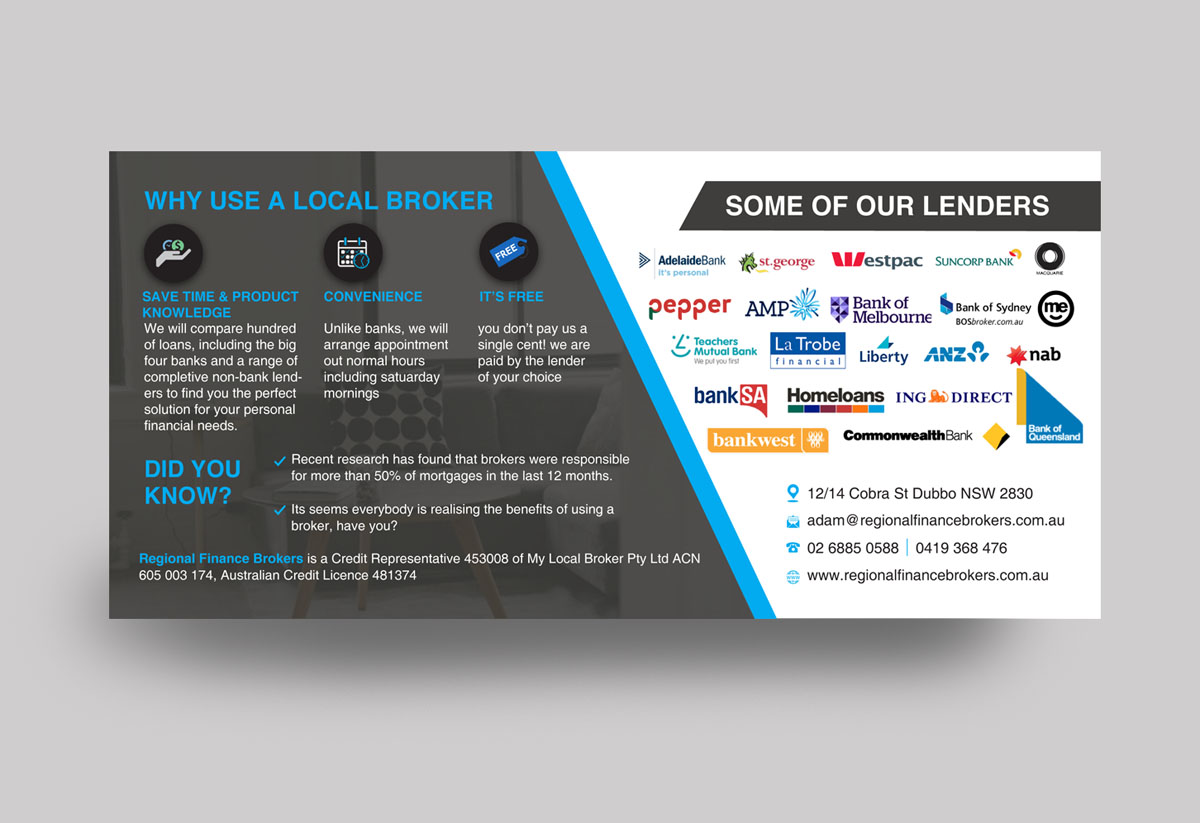 Flyer Design by rkailas for Regional Finance Brokers | Design #16188403