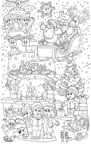 Coloring Poster for Christmas--Family or Kids coloring. | Diseño Con Ilustración por RoundYellow