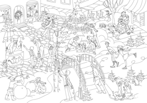 Coloring Poster for Christmas--Family or Kids coloring. | Diseño Con Ilustración por julia.gnedina
