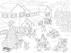 Coloring Poster for Christmas--Family or Kids coloring. | Diseño Con Ilustración por dan-D-dan