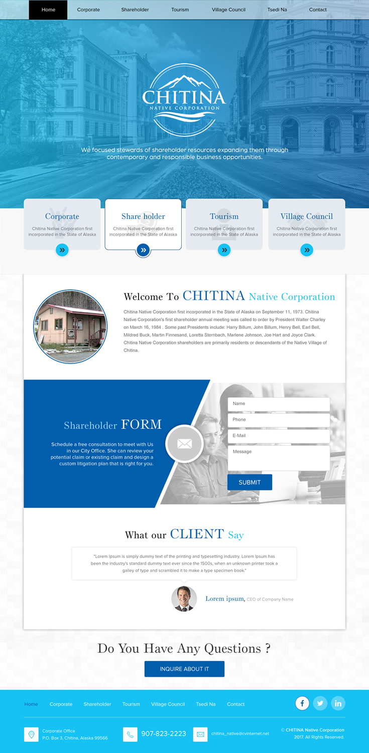 Web Design by rightway for Chitina Native Corporation | Design #16175612