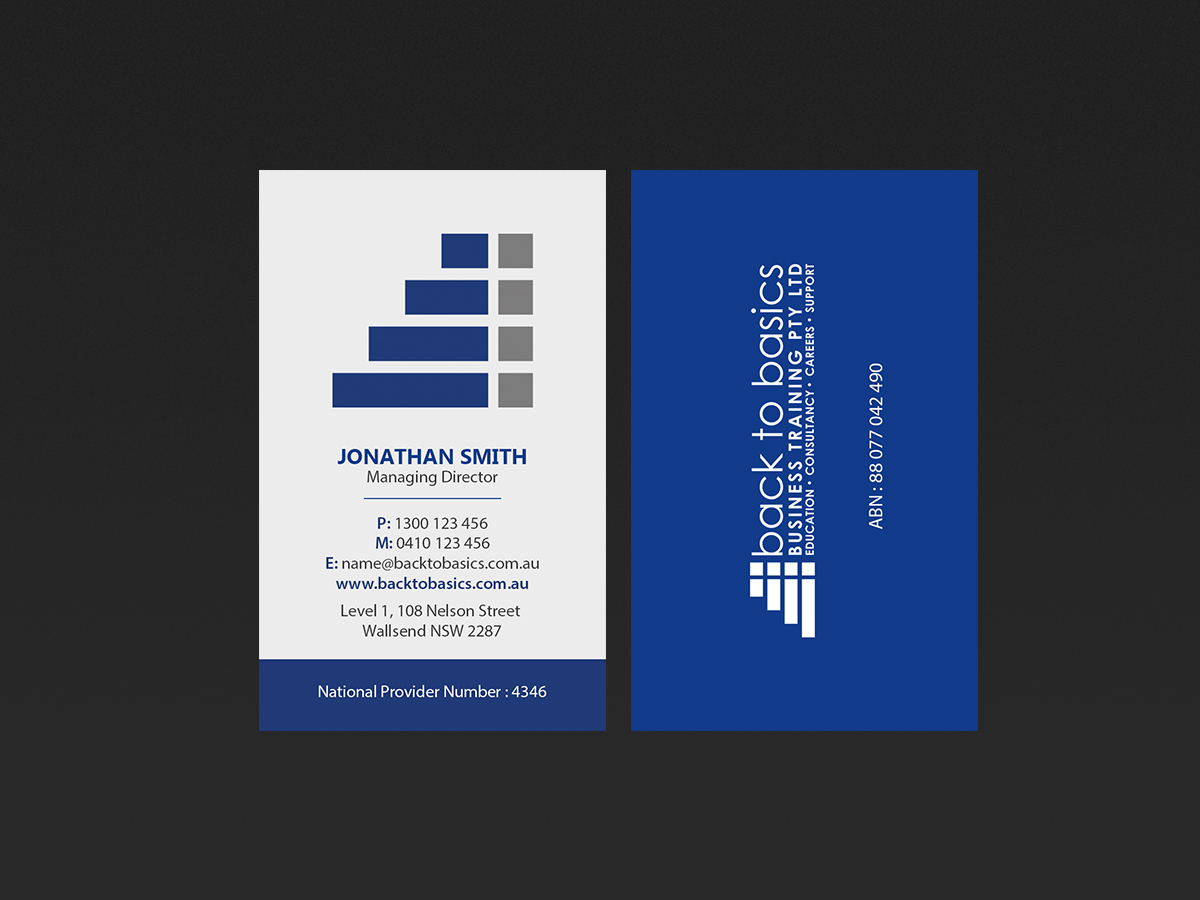 Visitenkarten-Design von Creations Box 2015 für Back to Basics Business Training | Design #16222154