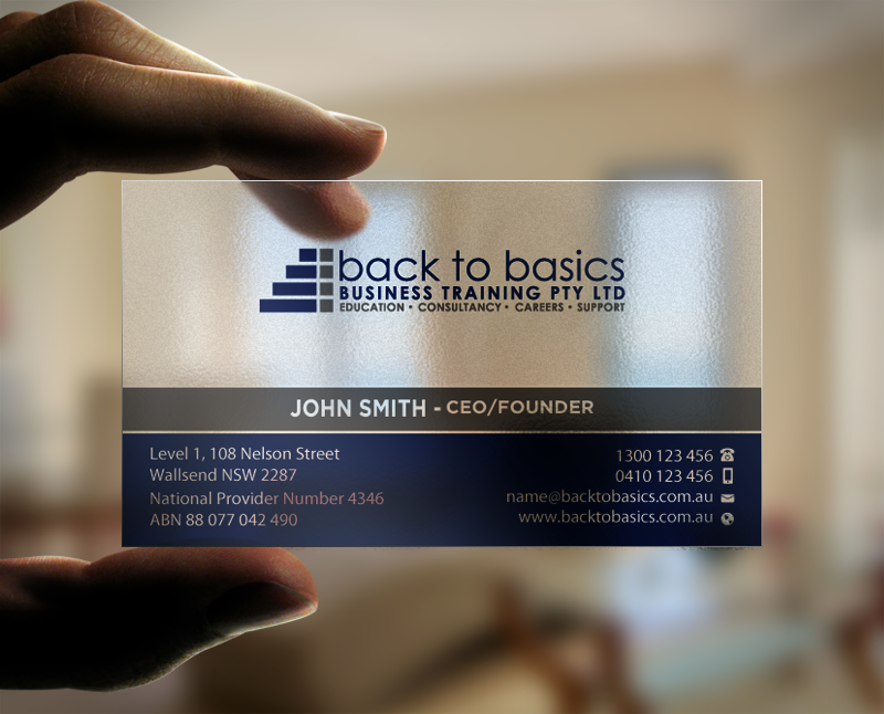 Business Card Design by Brand aid for Back to Basics Business Training | Design #16219862