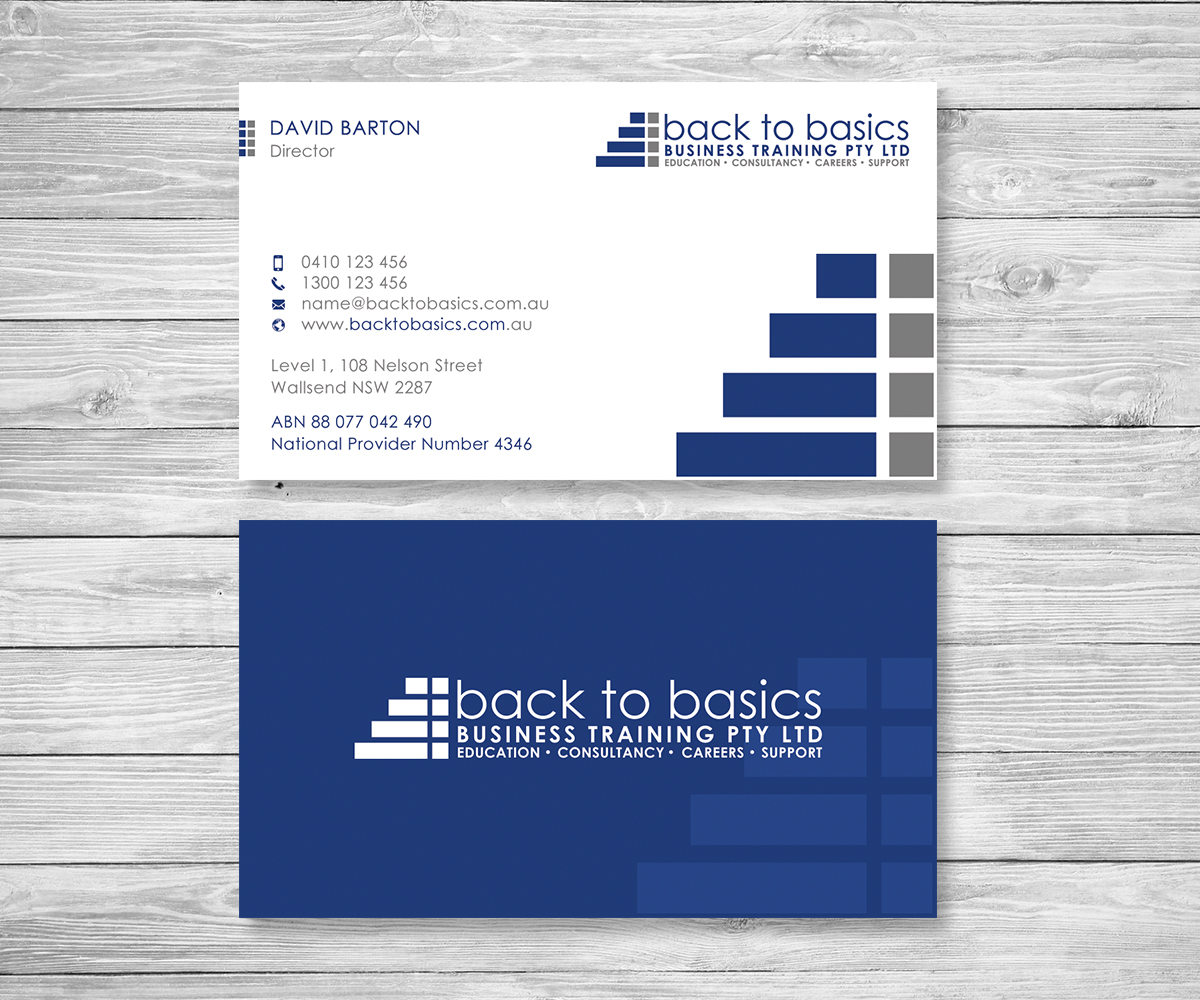 Visitenkarten-Design von Graphic Flame für Back to Basics Business Training | Design #16350401