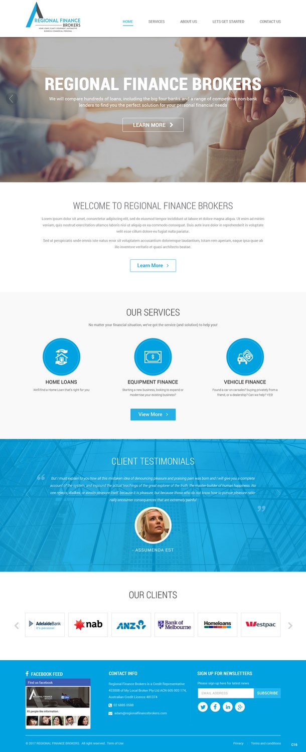 Web Design by pb for Regional Finance Brokers | Design #16209138
