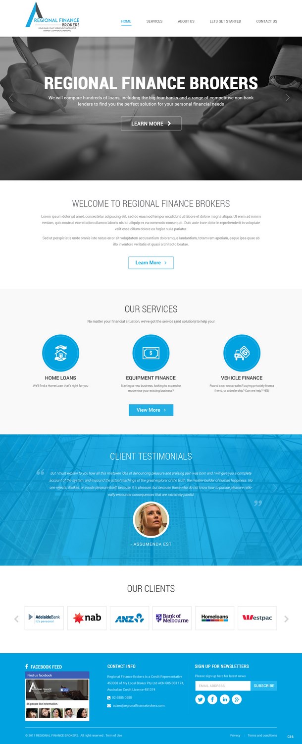 Web Design by pb for Regional Finance Brokers | Design #16209139