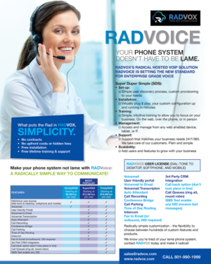 Design 2 8x10 one page sales brochures for RADVOX, a cloud service provider. | Brochure Design by DesignFive