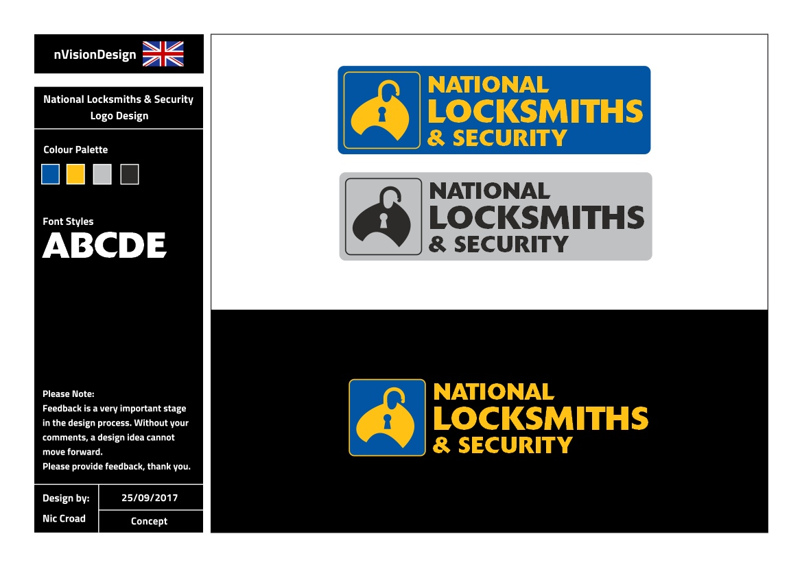 Logo Design by nvisiondesign.co.uk for National Locksmiths & Security | Design #16204003