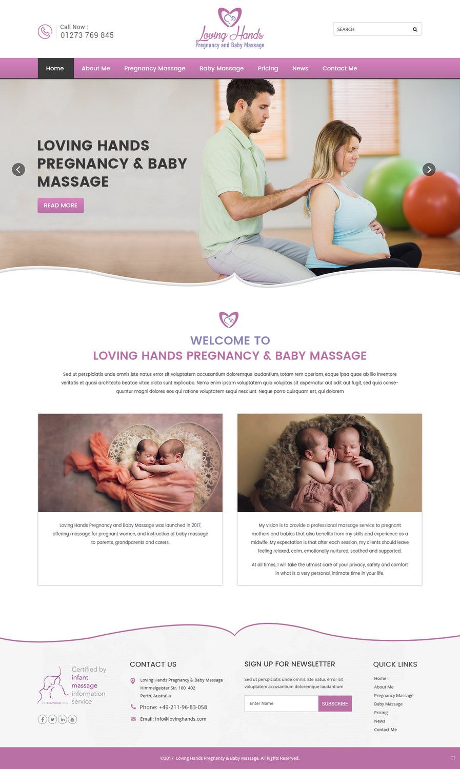 Web Design by pb for Loving Hands Pregancy and Baby Massage | Design #16226039