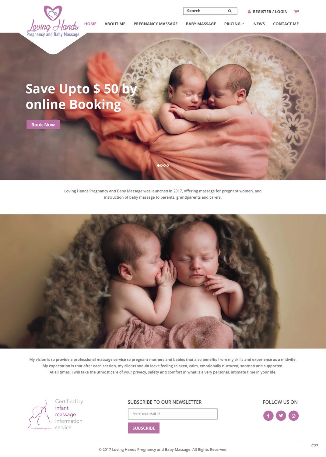 Diseño Web por pb para Loving Hands Pregancy and Baby Massage | Diseño #16226044