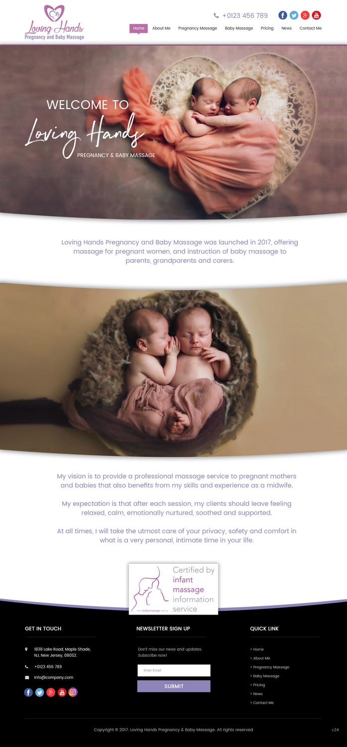 Web Design par pb pour Loving Hands Pregancy and Baby Massage | Design #16226047