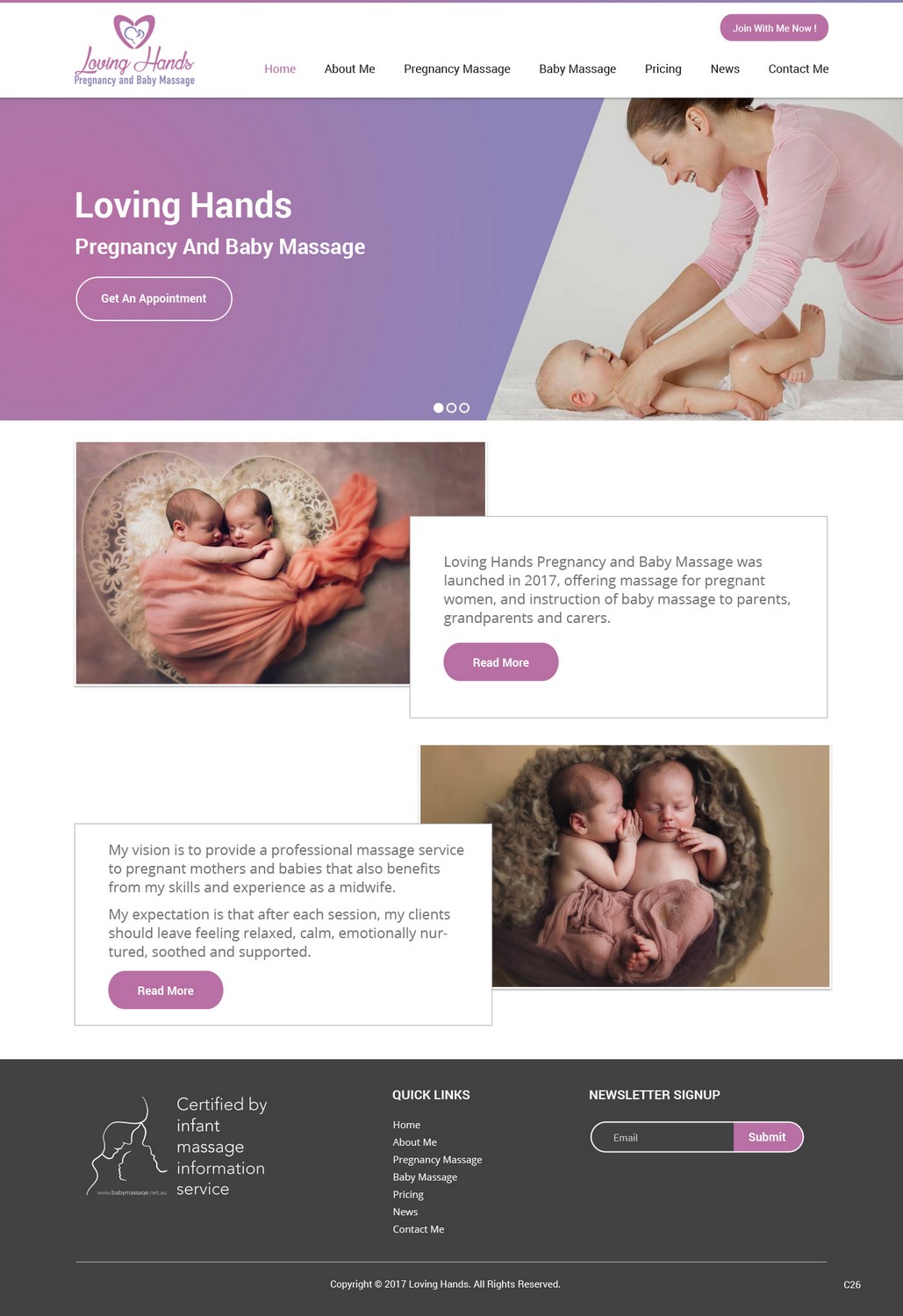 Web Design par pb pour Loving Hands Pregancy and Baby Massage | Design #16226048