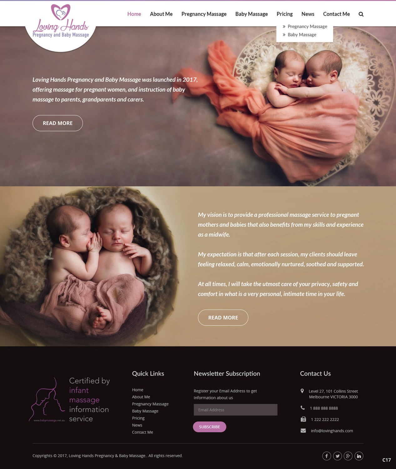 Diseño Web por pb para Loving Hands Pregancy and Baby Massage | Diseño #16226052