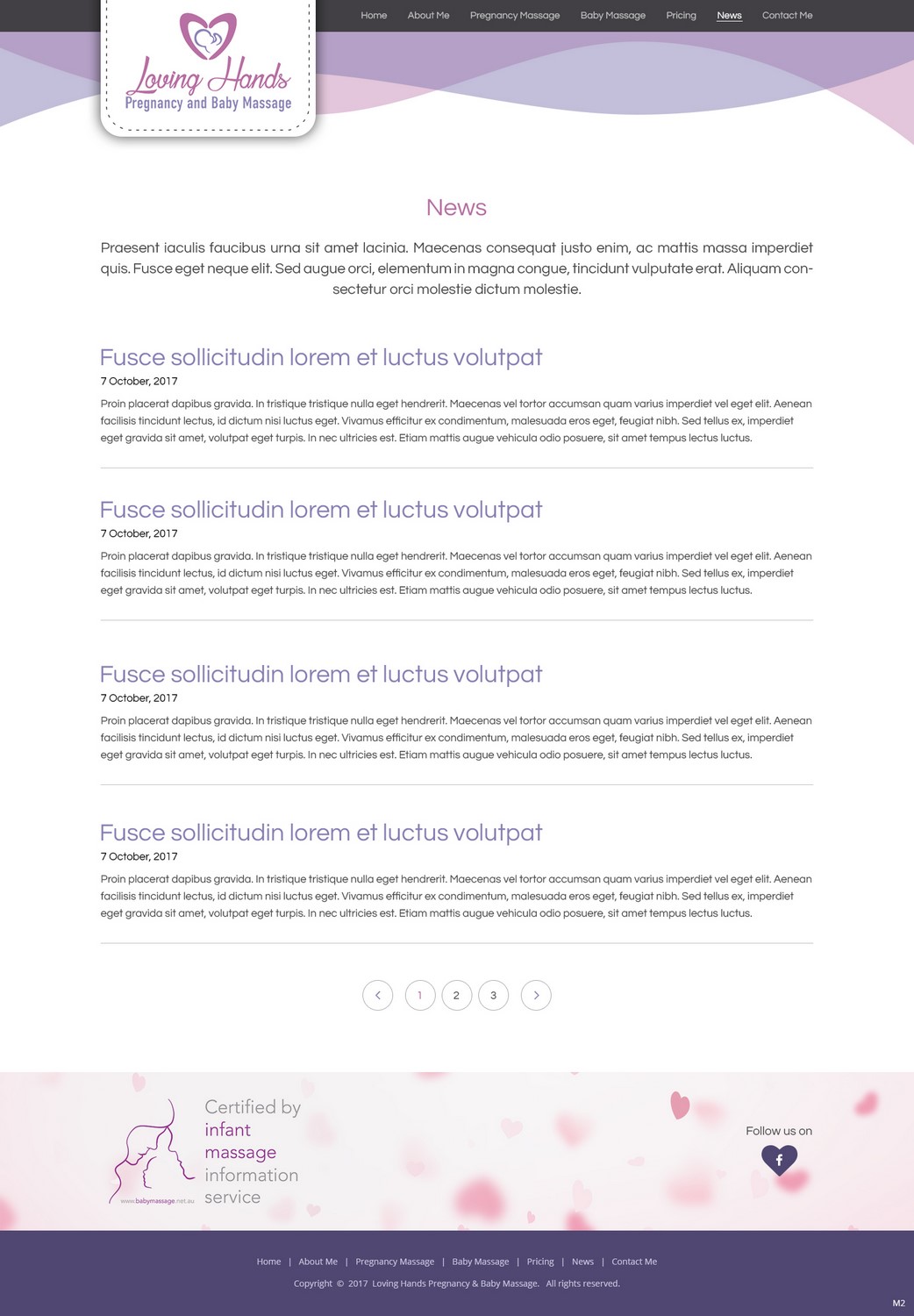 Web Design par pb pour Loving Hands Pregancy and Baby Massage | Design #16342259