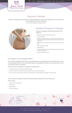 Web Design par pb pour Loving Hands Pregancy and Baby Massage | Design : #16342260