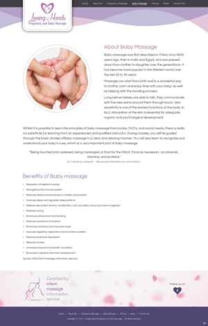 Web Design par pb pour Loving Hands Pregancy and Baby Massage | Design : #16342265
