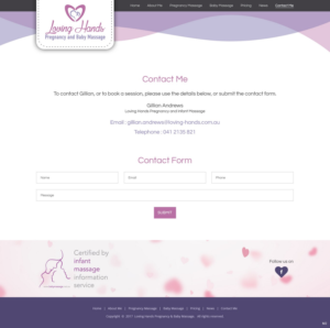 Web Design par pb pour Loving Hands Pregancy and Baby Massage | Design : #16342266